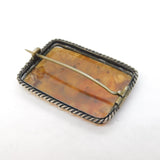Victorian Sterling Silver Red Moss Agate Brooch Pin Antique c1880s