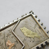 Victorian Sterling Silver & Gold Aesthetic Movement Owl & Insect Brooch Antique