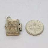Sterling Silver Holy Bible Locket Style Charm Pendant Vintage c1970