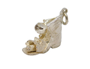 Sterling Silver Ragged Shoe With Moving Toe Charm Pendant Vintage c1970