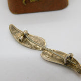Sterling Silver Green Enamel Sweetheart Bar Brooch Antique c1920 Art Deco