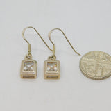 Pair of Sterling Silver Clear Crystal Hook Drop Earrings Contemporary c2000