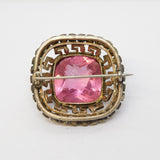 19th Century Sterling Silver, Pink & White Paste Statement Brooch Antique c1890s