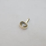 Sterling Silver Oval White Topaz Simplistic Drop Charm Pendant Vintage c1970