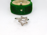 Sterling Silver Clear Spinel Set Open Star Ring Vintage c1970 Size P