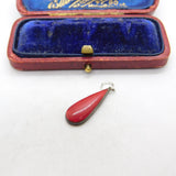 Sterling Silver Red Carnelian Drop Charm Pendant Vintage c1970