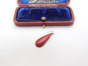 Sterling Silver Red Carnelian Drop Charm Pendant Vintage c1970