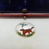 Essex Crystal Reverse Painted Glass Dog and Bird Jewellery Spares c1970
