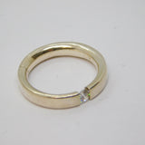 Sterling Silver White Topaz Modernist Band Ring Vintage c1970 Size N 1/2
