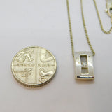 Sterling Silver CZ Minimalist Rectangle Pendant Necklace Modern c2000
