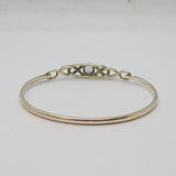 Sterling Silver Amethyst Set Celtic Pattern Cuff Bangle Contemporary c1990s