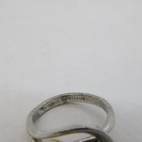 Sterling Silver Modernist Simulated Pearl Dress Ring Vintage c1970 Size M UK