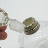 Sterling Silver Rim & Cut Glass Star Pattern Perfume Bottle Antique 1913 Deco