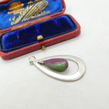 Sterling Silver Dangle Green and Purple Quartz Charm Pendant Vintage c1970