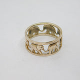 Sterling Silver Cut Out Elephant Dress Ring Vintage c1970 Size N 1/2