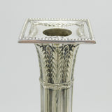 19th Century Large Pair of Silver Plated Column Candlesticks Antique Sheffield