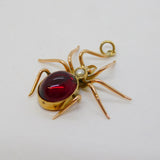 Victorian 9ct Gold, Cabochon Garnet & Pearl Spider Pendant Antique c1880s