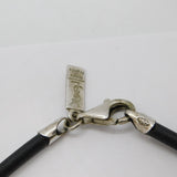 Yves Saint Laurent Sterling Silver Black Leather Necklace Vintage c1990 French