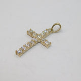 Sterling Silver 12 Stone CZ Set Cross Charm Pendant Vintage c1970