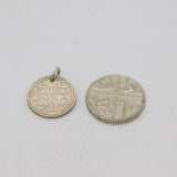 Dutch Sterling Silver Queen Wilhelmina 10 Cents Coin Charm Pendant Antique 1939