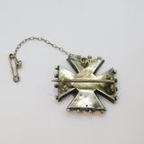 Victorian Sterling Silver Maltese Cross Cello Sweetheart Brooch Antique c1890