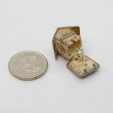 Sterling Silver Opening Ski Chalet Charm Pendant Vintage c1970s