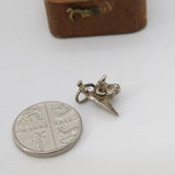 Sterling Silver Bull Head with Cross Charm Pendant Vintage c1970