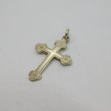 Sterling Silver Patterned Trefoil Cross Pendant Vintage c1970