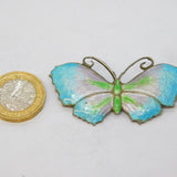 Sterling Silver & Colourful Enamel Butterfly Brooch Pin Antique c1940 Art Deco