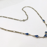 950 Silver Mexican Lapis Lazuli Fan & Peardrop Figaro Necklace Vintage c1990's