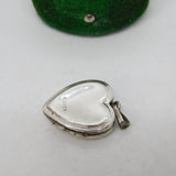 Sterling Silver Floral Pattern Heart Locket Charm Pendant Vintage c1970