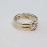 Sterling Silver Spinel Set Double Band Solitaire Ring Vintage c1970 Size L