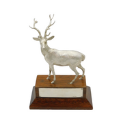 Sterling Silver Stag Deer Presentation Trophy on Wood Vintage 1995 London