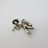 Sterling Silver Oriental Farmer Charm Pendant Vintage c1970