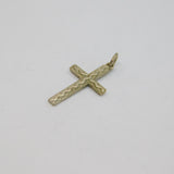 Sterling Silver Raised Zigzag Pattern Cross Charm Pendant Vintage c1970s