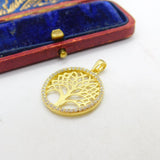 Silver Gilt Tree of Life Charm Pendant Vintage c1970