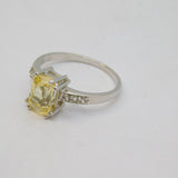 Sterling Silver Citrine & White Sapphire Dress Ring Vintage c1970 Size N