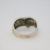 Mexican Sterling Silver Snakeskin Style Crossover Ring Vintage c1970