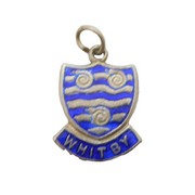 Sterling Silver Enamel Whitby Shield Charm Pendant Vintage c1970s