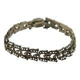 Sterling Silver Marcasite Art Deco Floral Pattern Bracelet Antique c1930