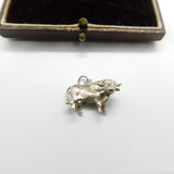 Sterling Silver Little Farmyard Oxen Charm Pendant Vintage c1970