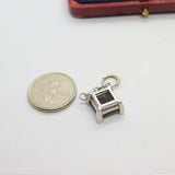 Sterling Silver and Iridescent Glass Charm Pendant Vintage c1970