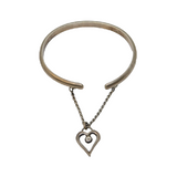 Studio Sterling Silver Heart Drop Bangle Bracelet Vintage 1973 London