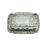 Victorian Sterling Silver Floral Pattern Snuff Box Antique 1889 Birmingham