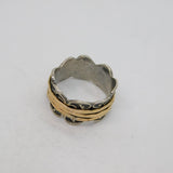 Gold On Sterling Silver Patterned Triple Spinning Band Ring Modern c2000 Size R