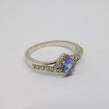 Sterling Silver Tanzanite & White Sapphire Dress Ring Vintage c1970 Size M