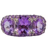 Sterling Silver Multi-Stone Amethyst Statement Ring Vintage c1970 Size P