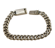 Zambian Sterling Silver Chunky Curb Link Chain Bracelet Vintage c1970s