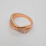 Rose-Gold On Sterling Silver CZ Crossover Dress Ring Vintage c2000 Size N 1/2