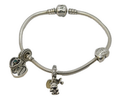 Pandora Sterling Silver Bracelet & Charms Contemporary c2010